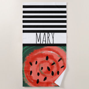 Abstrakte Sommer Wirbelnde Rote Wassermelone Strandtuch