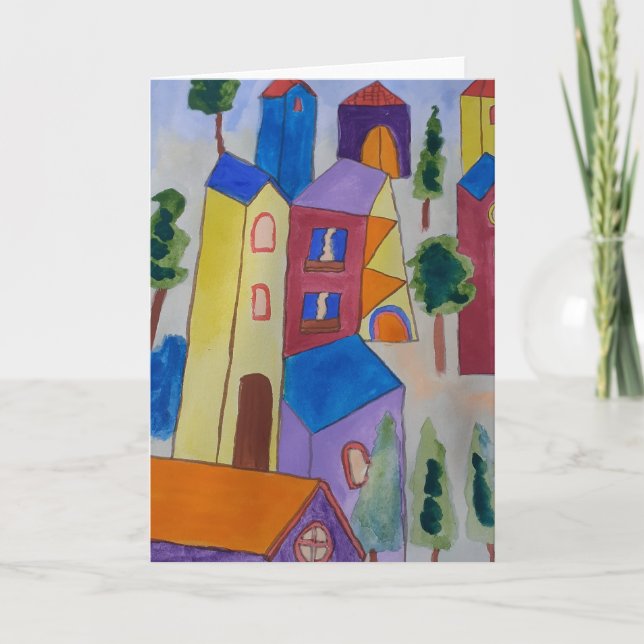 Abstrakte Sommerdorf-Grußkarte Karte (Vorderseite)