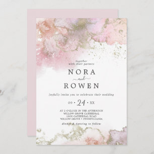 Abstrakte Sommerwasserfarbe Lässige Hochzeit Einladung