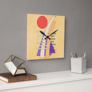 Abstrakte Sonne, Schatten, Reflexionen und Struktu Quadratische Wanduhr