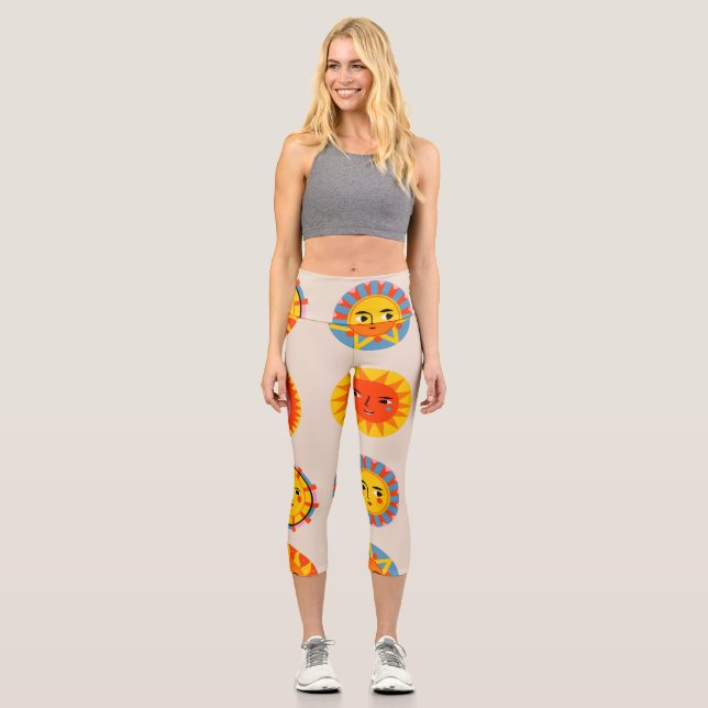Abstrakte Sonnen: ethnisch nahtlos. Capri Leggings (Vorderseite)