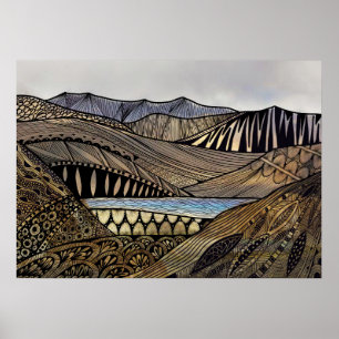 Abstrakte Sonnenaufgangslandschaft Poster