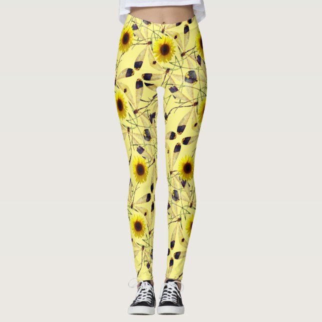 Abstrakte Sonnenblume Leggings (Vorderseite)