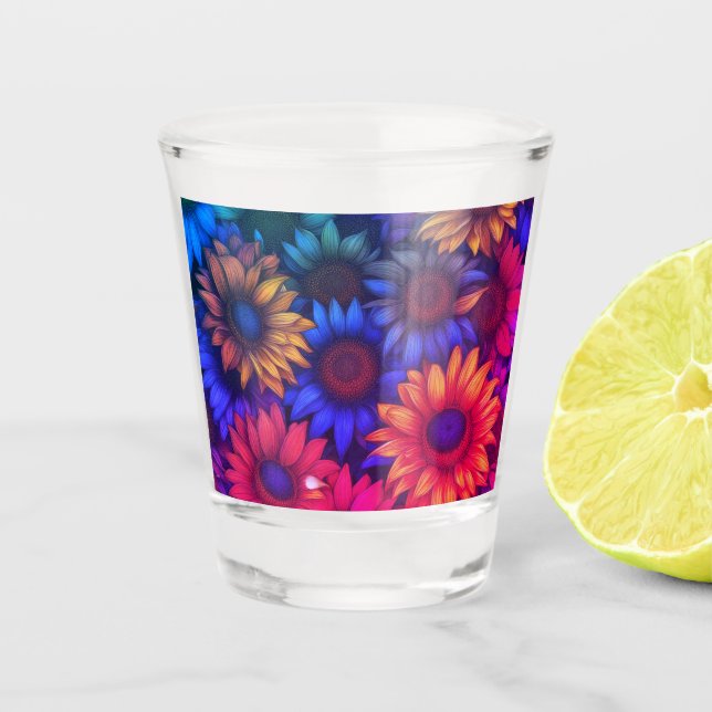 Abstrakte Sonnenblumen #338 - Schnapsglas (Vorderseite)