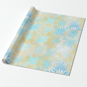 Abstrakte Sonnenblumen auf Light Blue Geschenkpapier