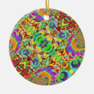 Abstrakte Sonnenblumen   Funky Retro-Blume Keramik Ornament