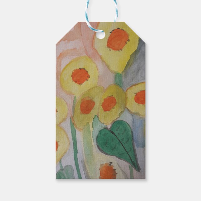 Abstrakte Sonnenblumen Geschenkanhänger (Vorderseite)