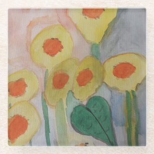 Abstrakte Sonnenblumen Glasuntersetzer