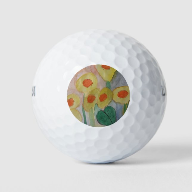 Abstrakte Sonnenblumen Golfball (Vorderseite)