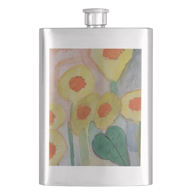 Abstrakte Sonnenblumen Klassischer Kolben Flachmann (Vorderseite)