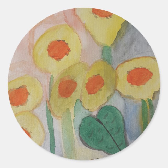Abstrakte Sonnenblumen Runder Aufkleber (Vorderseite)