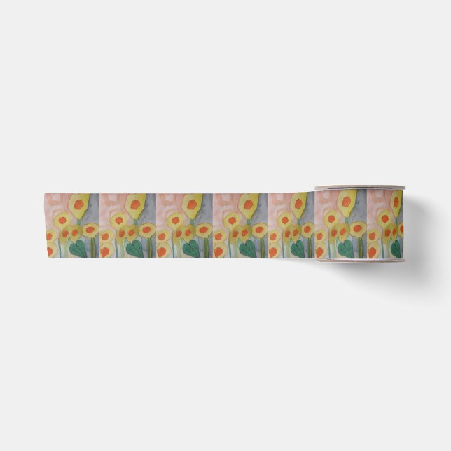 Abstrakte Sonnenblumen Satinband (Vorderseite)