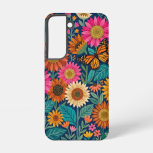 Abstrakte Sonnenblumen Schmetterling Samsung Hülle Samsung Galaxy Hülle