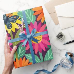 Abstrakte Sonnenblumen Schmetterlinge Geschenkpapi Geschenkpapier