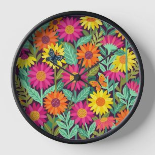 Abstrakte Sonnenblumen Schmetterlinge Kunst Uhren
