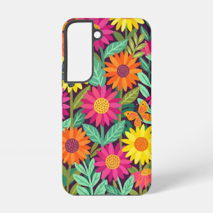 Abstrakte Sonnenblumen & Schmetterlinge Samsung Hü Galaxy Hülle