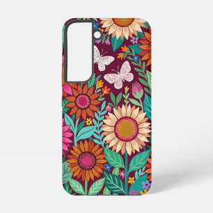 Abstrakte Sonnenblumen Schmetterlinge Samsung Hüll Galaxy Hülle