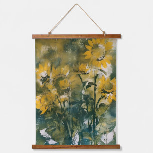 Abstrakte Sonnenblumen, schöne Kunstwerke, Tees, G Wandteppich Mit Holzrahmen
