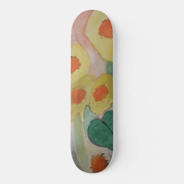 Abstrakte Sonnenblumen Skateboard (Vorderseite)