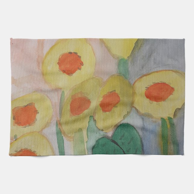 Abstrakte Sonnenblumen Teetuch Geschirrtuch (Horizontal)