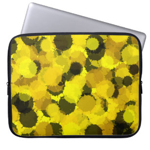 Abstrakte Sonnenblumendoten umkreisen die moderne Laptopschutzhülle