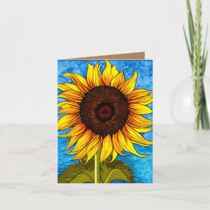 Abstrakte Sonnenblumenmalerei Dankeskarte