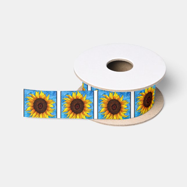 Abstrakte Sonnenblumenmalerei Satinband (Spule)