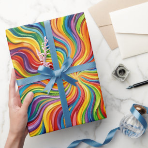 Abstrakte Sonnenstrahl-Regenbogen-Schmelz-Verpacku Geschenkpapier