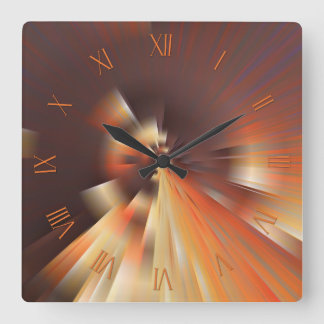 Abstrakte Sonnenstrahlen Quadratische Wanduhr