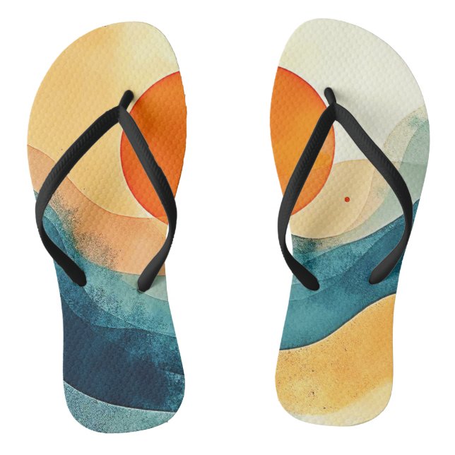 Abstrakte Sonnenuntergangsarten Flip Flops (Fußbett)