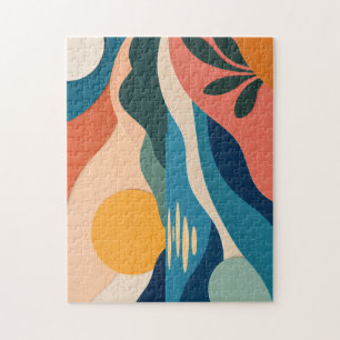 Abstrakte Sonnenuntergangslandschaft Moderne Kunst Puzzle