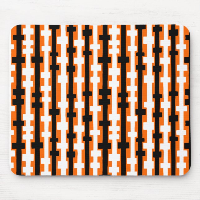 Abstrakte Spalten - Schwarz und Weiß auf Orange Mousepad (Vorne)