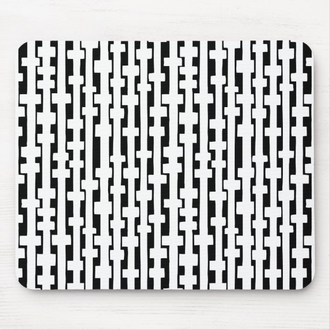 Abstrakte Spalten - Weiß auf Schwarz Mousepad (Vorne)
