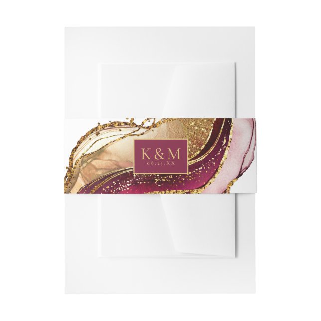 Abstrakte Sparkling Wedding Wine Red ID1018 Einladungsbanderole (Vorderseite Beispiel)