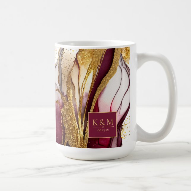 Abstrakte Sparkling Wedding Wine Red ID1018 Kaffeetasse (Rechts)
