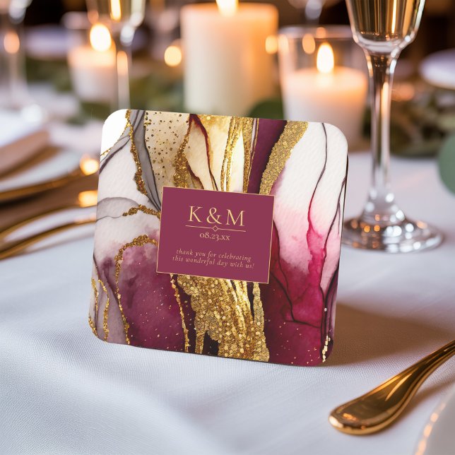 Abstrakte Sparkling Wedding Wine Red ID1018 Rechteckiger Pappuntersetzer (Von Creator hochgeladen)