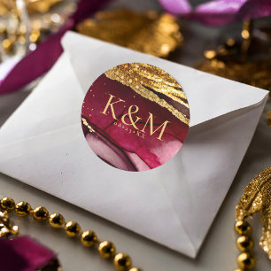 Abstrakte Sparkling Wedding Wine Red ID1018 Runder Aufkleber