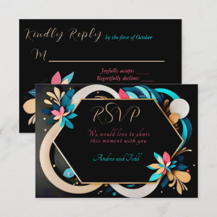 Abstrakte, spielerische Hochzeit RSVP Karte