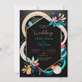 Abstrakte, spielerische Hochzeit Save The Date