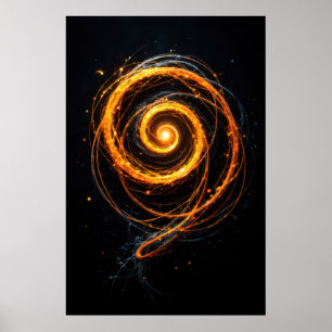 Abstrakte Spirale der Lichtenergie auf Schwarz Poster
