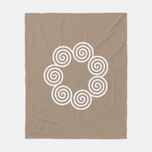 Abstrakte Spiralkreise auf Lucky Beige Fleecedecke (Vorderseite)