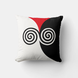 Abstrakte Spiralkreise auf Schwarz, Rot und Weiß Kissen