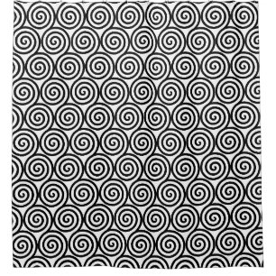 Abstrakte Spiralkreise in Schwarz & Weiß Duschvorhang