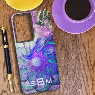 Abstrakte Spitzblumen Lila Blau Kunst individuell Samsung Galaxy Hülle