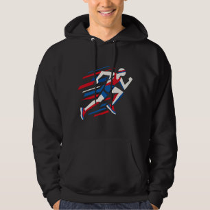 Abstrakte Sprinter Rot Weiß Blau Geometrisches Ren Hoodie