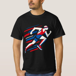 Abstrakte Sprinter Rot Weiß Blau Geometrisches Ren T-Shirt