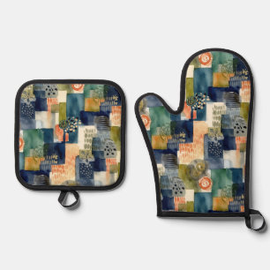Abstrakte SQL-Muster Ofenhandschuh & Topflappen-Set
