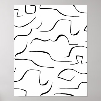 Abstrakte Squiggly Line Art - Weißer Hintergrund Poster