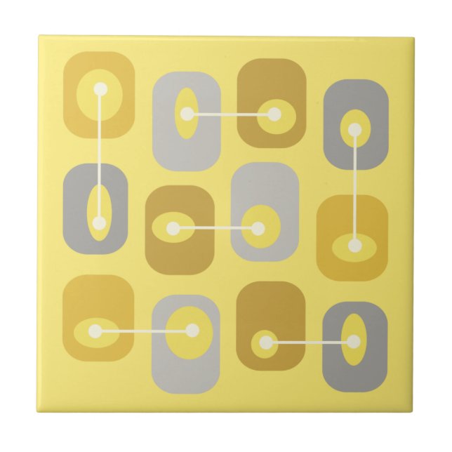 Abstrakte Squishy Cubes Yellow Gray Fliese (Vorderseite)
