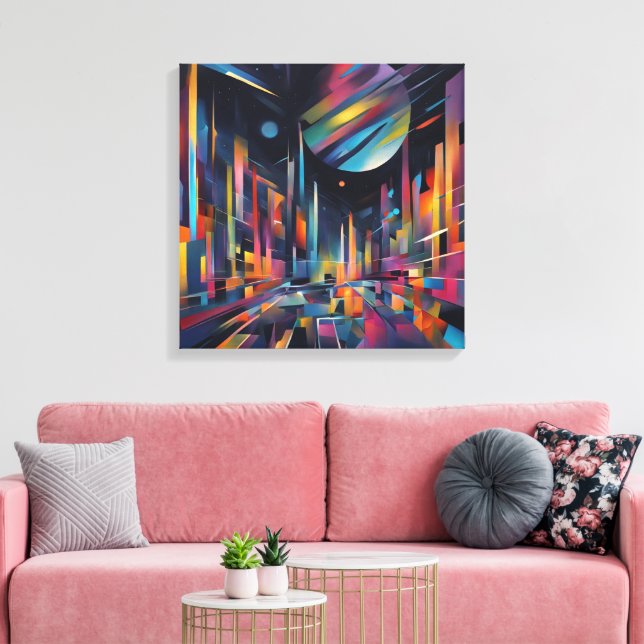 Abstrakte Stadt Leinwanddruck (Insitu (Wohnzimmer))
